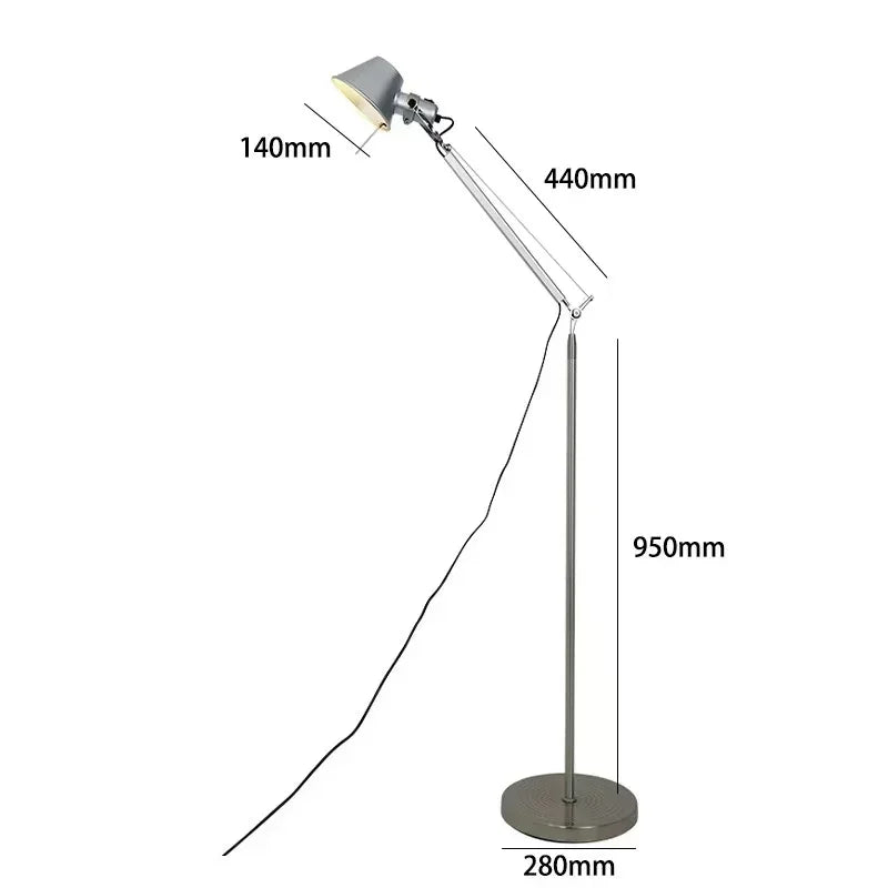 Long Arm Adjustable Floor Lamp – Modern Nordic LED Reading Light for Bedroom, Study, Office