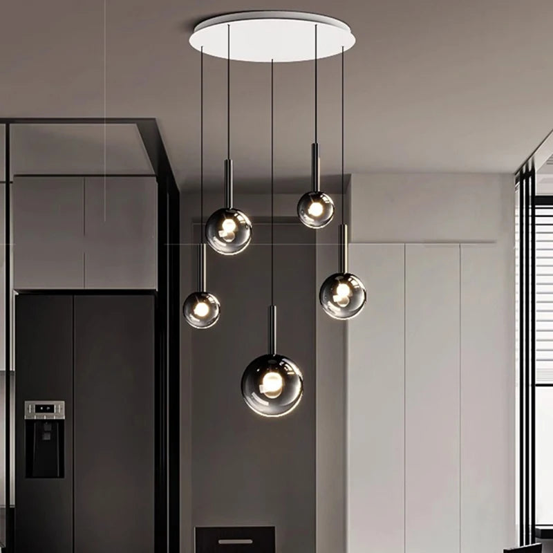 Modern Stair Chandelier – Multi-Head Pendant Lighting for Living Room, Stairwell & Indoor Decoration