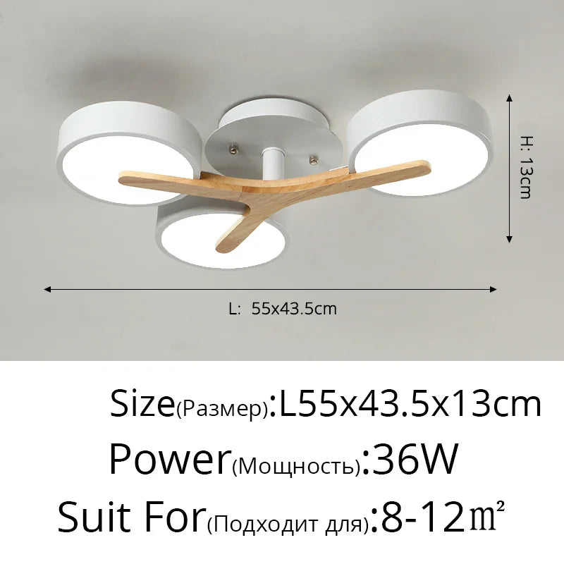 Nordic Style Personalized Macaron LED Chandelier – Modern Minimalist Wood & Aluminum Ceiling Light for Bedroom and Living Room