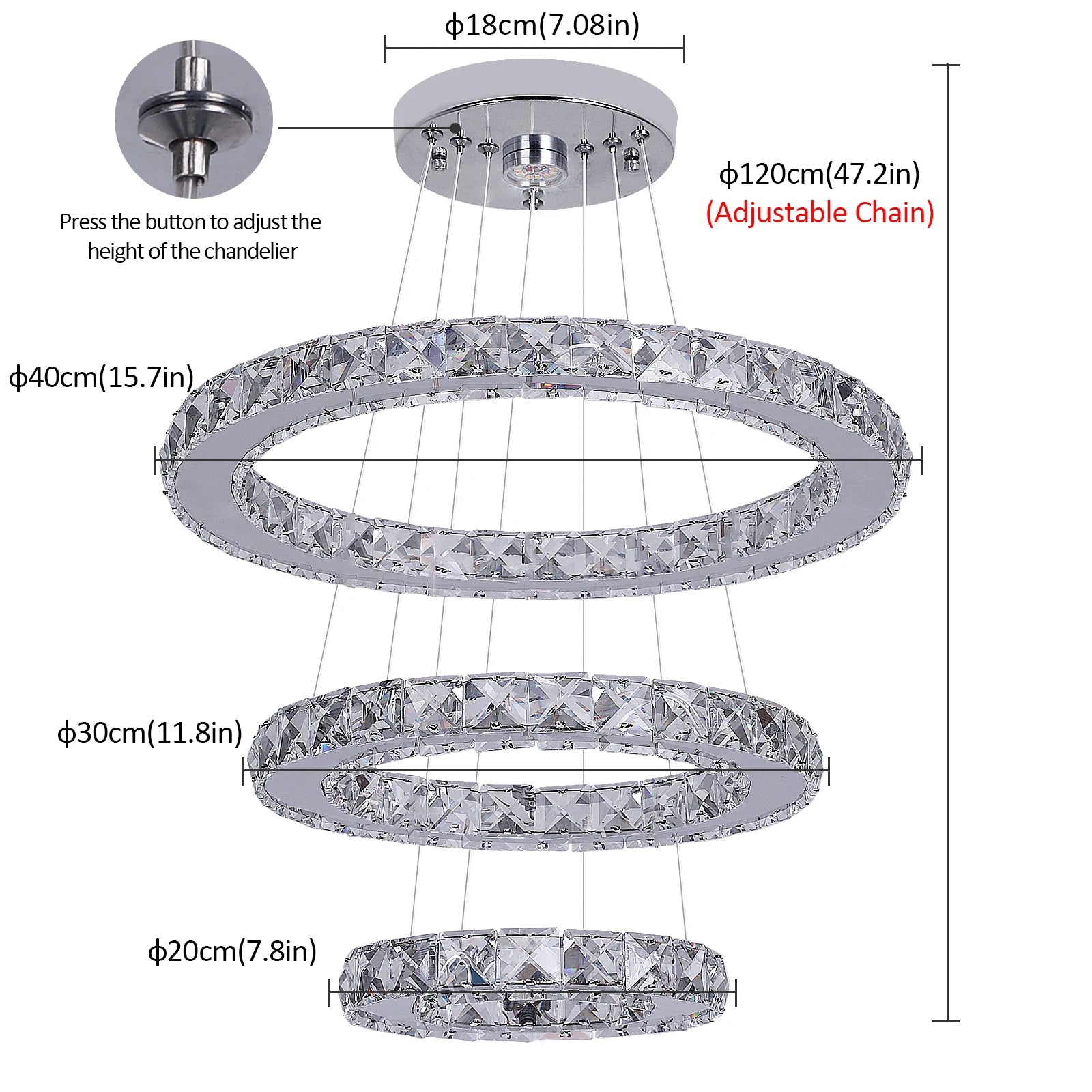 French Luxury Crystal Chandelier – LED Ceiling Lamp for Hall, Living Room, Dining Room & Home Decoration