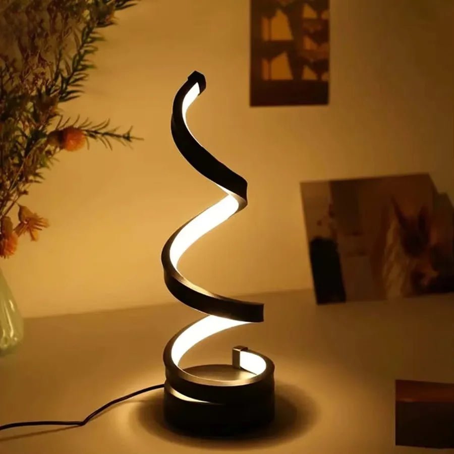 Creative Spiral LED Night Light – Dimmable 3-Color Desk and Bedside Lamp for Modern Bedroom and Office Décor