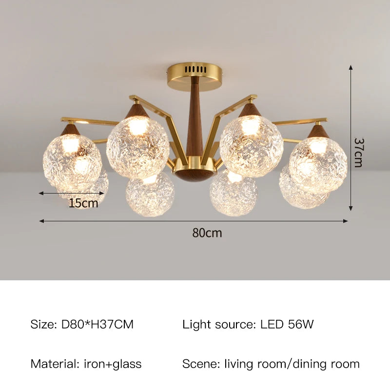 Modern LED Glass Ball Chandeliers – Contemporary Ceiling Lighting for Living Room, Dining Table, Bedroom & Home Decor