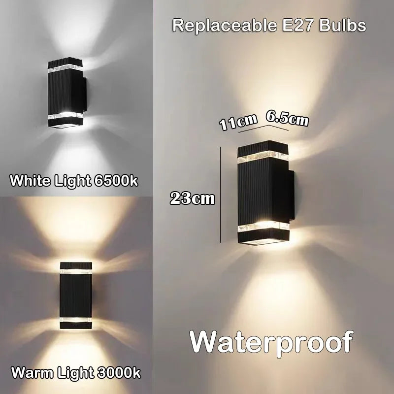LED Outdoor Wall Lights E27 – IP65 Waterproof Up, Down Exterior Wall Sconce