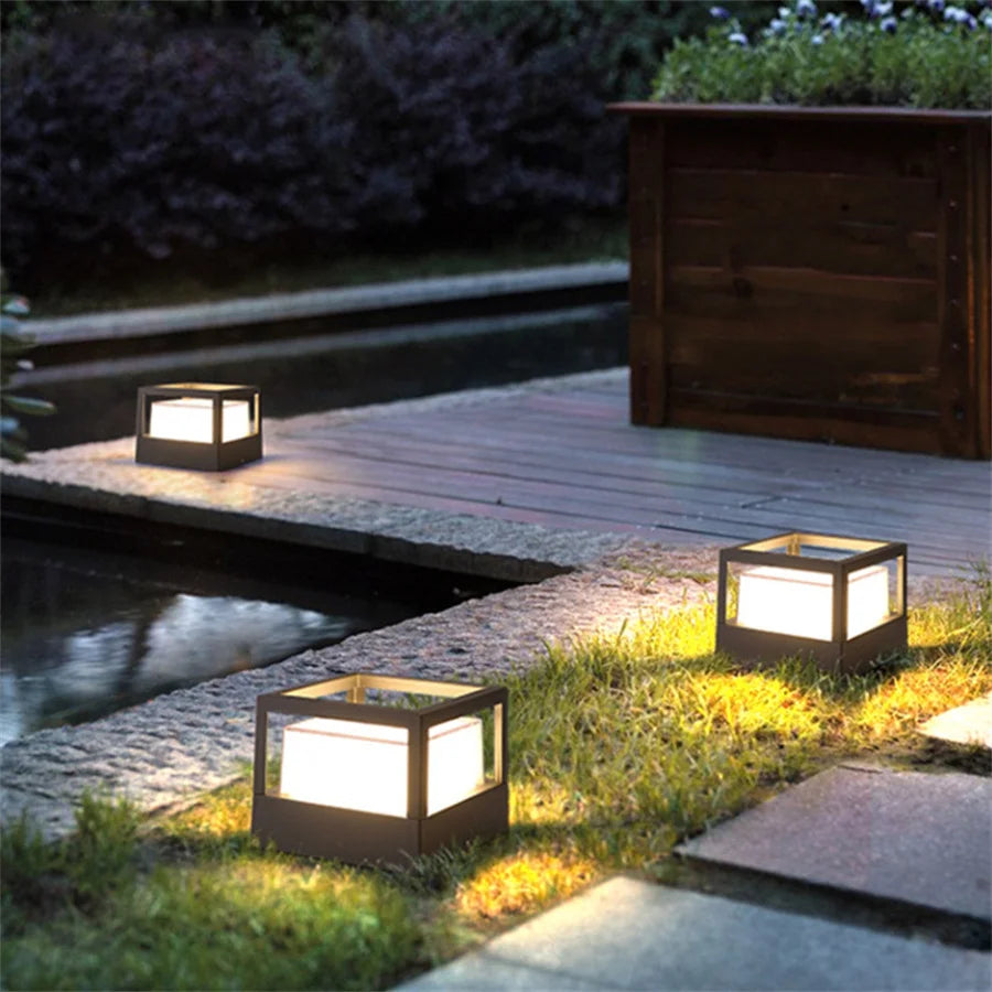 Lampe de poteau extérieure Thrisdar 15W pour clôture, jardin, allée, éclairage paysager, lampe à stigma moderne en aluminium