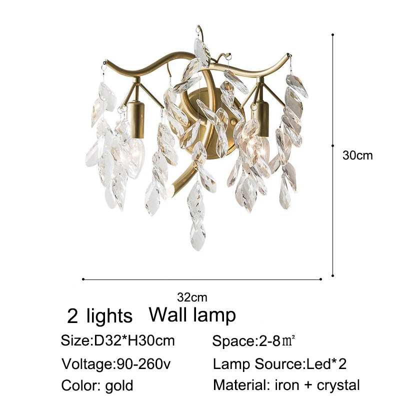 American Pastoral Luxury LED Crystal Chandelier – Elegant Ceiling Pendant Lamp for Bedroom & Living Room