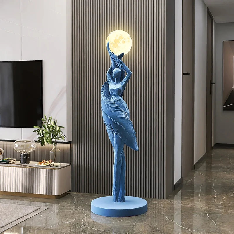 Modern Art Humanoid Floor Lamp – High-End Resin Sculpture LED Atmosphere Light for Living Room and Bedroom
