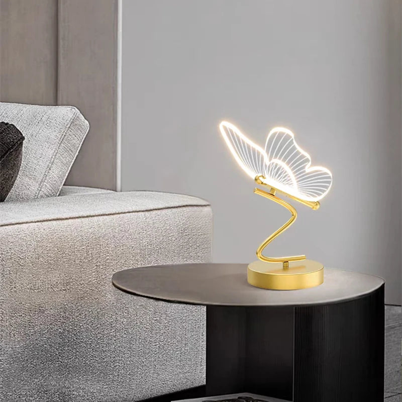 Nordic Butterfly Table Lamp – USB LED Bedside Light with Push Button Switch for Bedroom and Home Décor