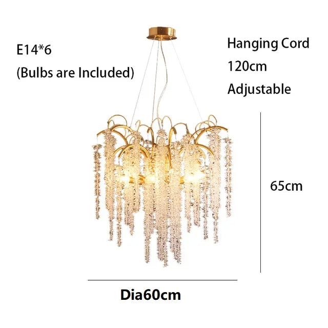2025 Luxury Gold Glass LED Chandelier – Modern Crystal Ceiling Pendant Light for Dining Room & Home Decor