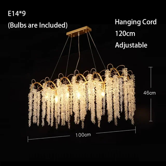 2025 Luxury Gold Glass LED Chandelier – Modern Crystal Ceiling Pendant Light for Dining Room & Home Decor