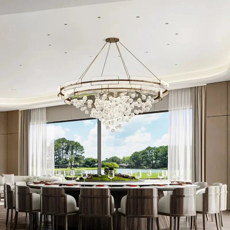 Designer Bubble Glass Chandelier – Luxury Wind-Chime Cluster Pendant for Lobbies, Dining Rooms & Showrooms