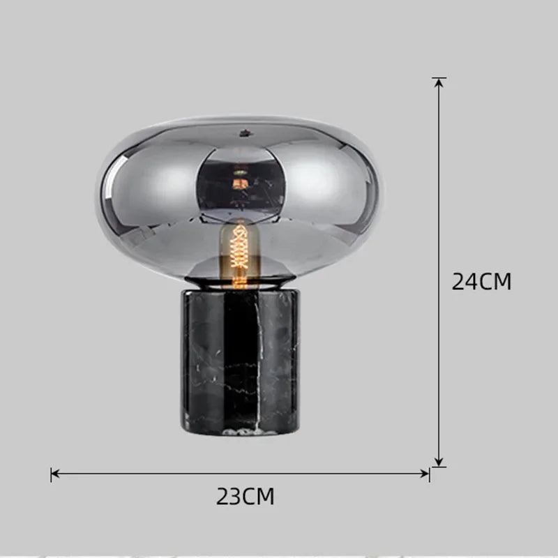 Postmodern Marble Glass Table Lamp – Luxury Black Bedside and Desk Lamp for Bedroom and Living Room