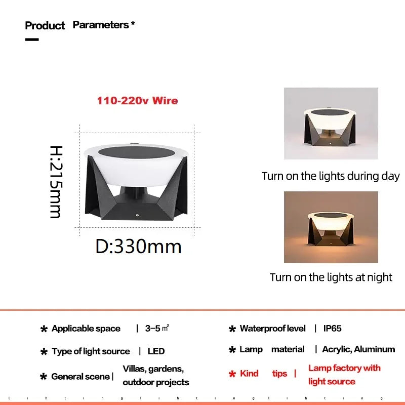 Modern LED Solar Garden Column Lamp, Waterproof Fence Gate Cap Post Light, Patio & Landscape Lighting Decoration
