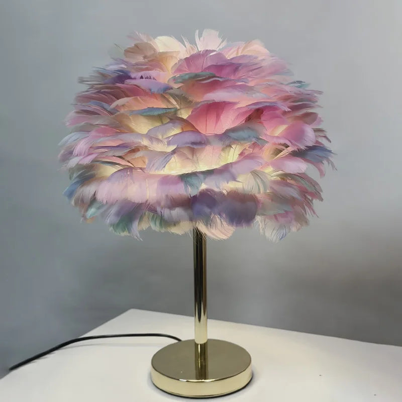Modern Feather Table Lamp – Romantic Decorative Bedside & Living Room Light