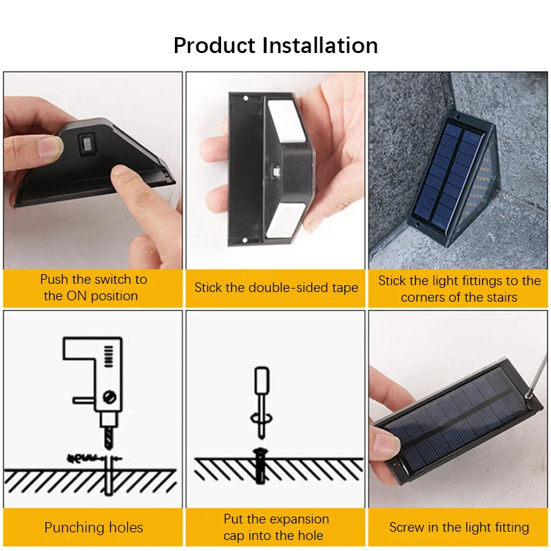 8Pcs LED Solar Step Lights – Waterproof Outdoor Stair and Deck Lighting, Solar Landscape Lights for Yard, Patio, Walkway