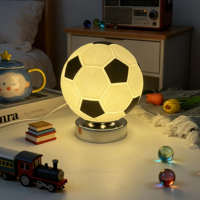 Football Theme Table Lamp – Creative Decorative LED Desk Light with Dimmable Touch Control