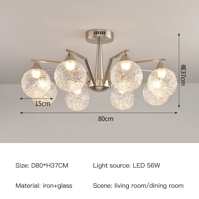 Modern LED Glass Ball Chandeliers – Contemporary Ceiling Lighting for Living Room, Dining Table, Bedroom & Home Decor