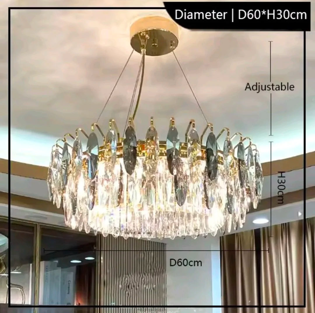 Light Luxury Crystal Chandelier – Modern Minimalist High-End Lighting for Bedroom, Living Room & Villa Spaces