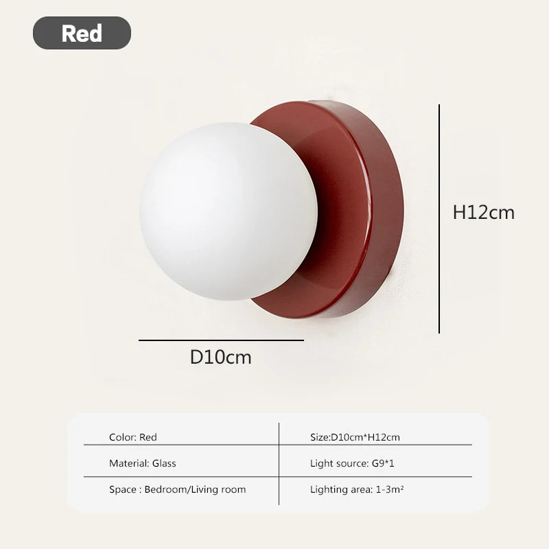 Nordic LED Glass Wall Lamp – Minimalist G9 Orb Sconce for Bedroom, Study, Hallway & Staircase