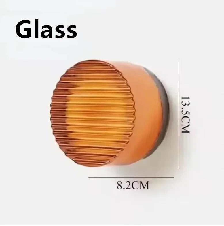 Modern Glass Round Wall Sconce – Nordic Colorful LED Lamp for Bedroom, Living Room & Hotel Decoration