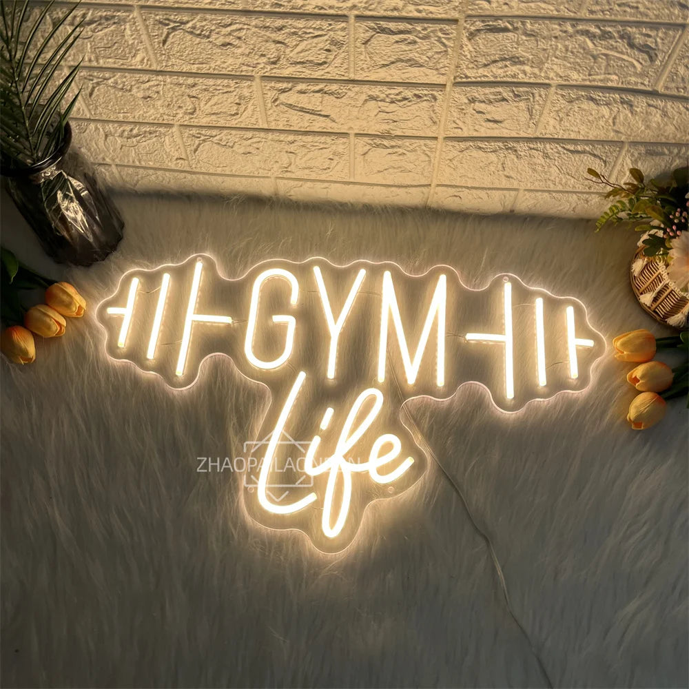 Dumbbell GYM Neon LED Wall Sign – Fitness Club and Sports Room Decorative Neon Light