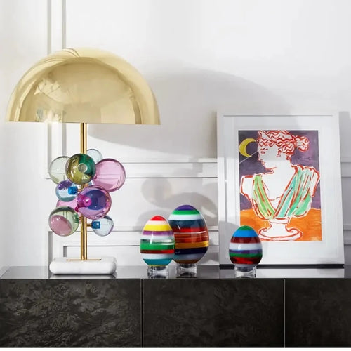 Creative Color Crystal Desk Lamp – Luxury Golden Art Deco Lighting for Bedroom, Living Room, and Villa Décor