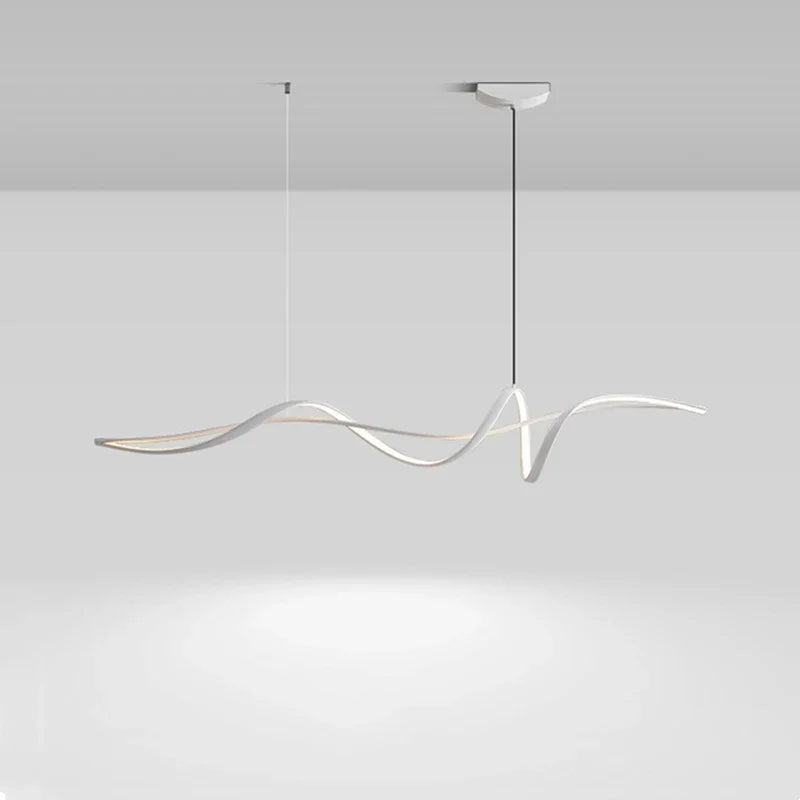 New Ribbon Shape LED Chandelier – Modern Minimalist Pendant Light for Dining Island, Living Room & Home Decor
