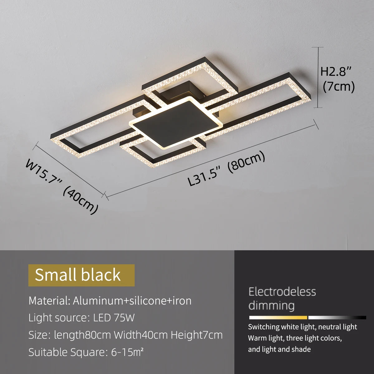 Modern LED Square Chandelier – Nordic Ceiling Light for Living Room, Dining Room, Bedroom & Study