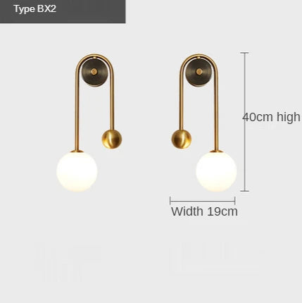 Modern Glass Ball LED Wall Lamp – Nordic Gold and Black Sconce for Bedroom and Living Room Interior Lighting
