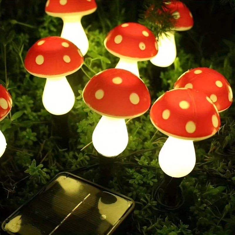 Christmas Solar Mushroom Fairy Lights – 8 LEDs Waterproof Garden Decor for Yard, Wedding & Party Decoration