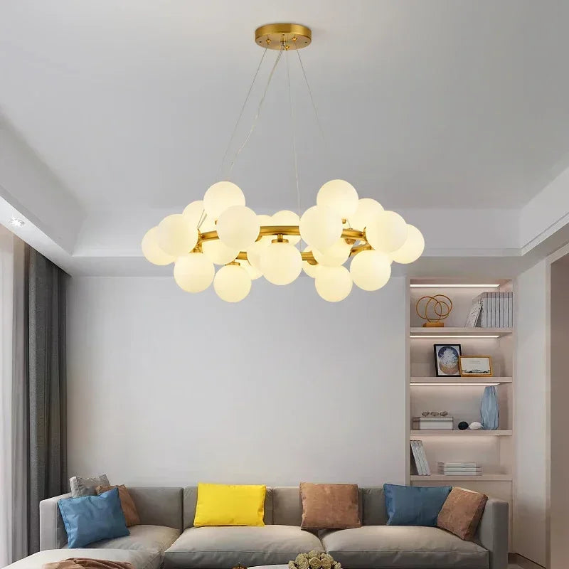 Glass Ball LED Chandelier for Living Room – Modern Nordic Ceiling Lamp & Kitchen Island Pendant Light