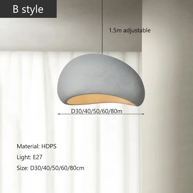 Nordic Wabi Sabi Ceiling Chandelier – Modern E27 LED Pendant Light for Dining Table, Living Room, Bedroom