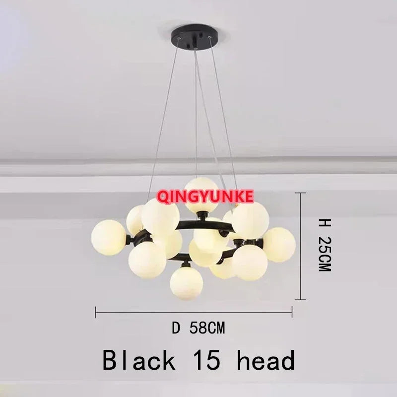 Glass Ball LED Chandelier for Living Room – Modern Nordic Ceiling Lamp & Kitchen Island Pendant Light