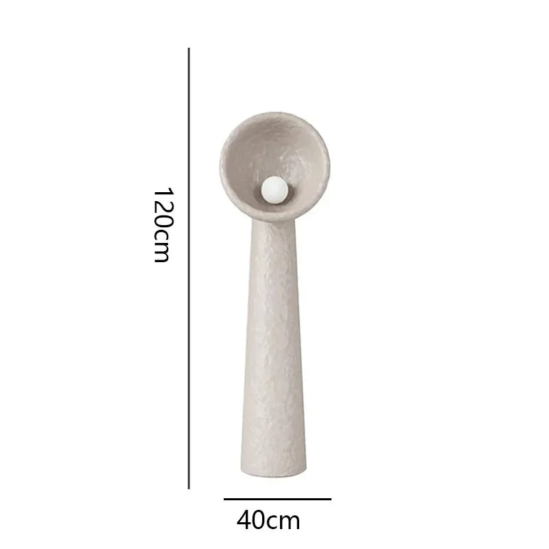 Wabi Sabi Resin LED Floor Lamp – Cream Sandblasted Minimalist Corner and Bedside Lighting for Bedroom and Living Room