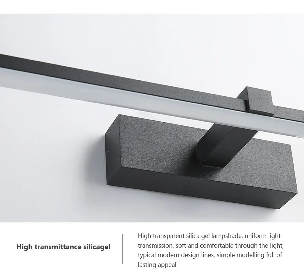 Modern LED Mirror Light – Waterproof Bathroom Wall Lamp for Makeup, White or Black Flat Design