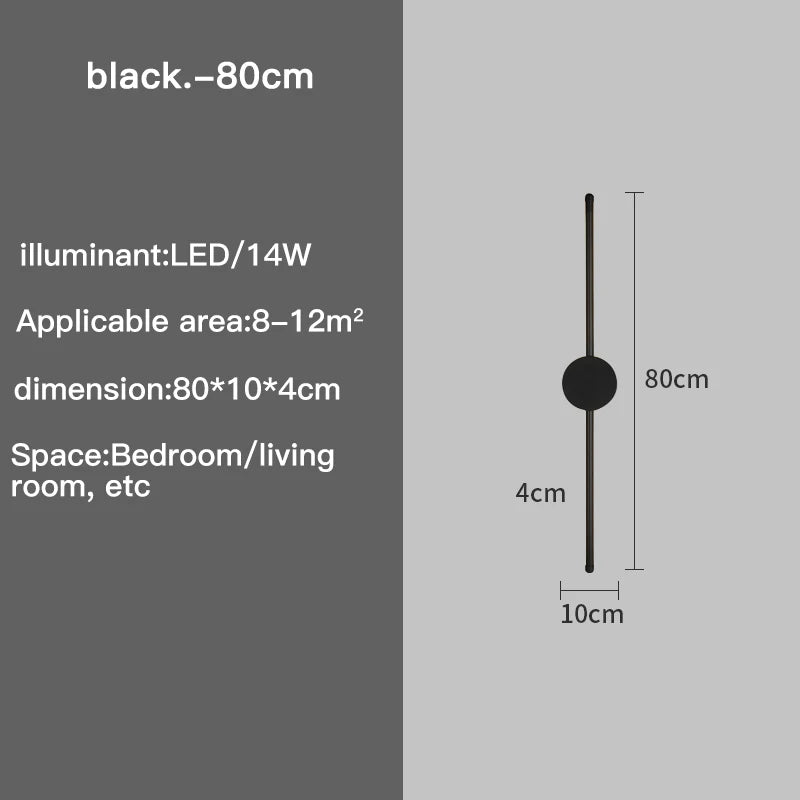 Modern Long LED Wall Lamp – Black I-Shaped Lighting for Bedroom, Living Room & Corridor
