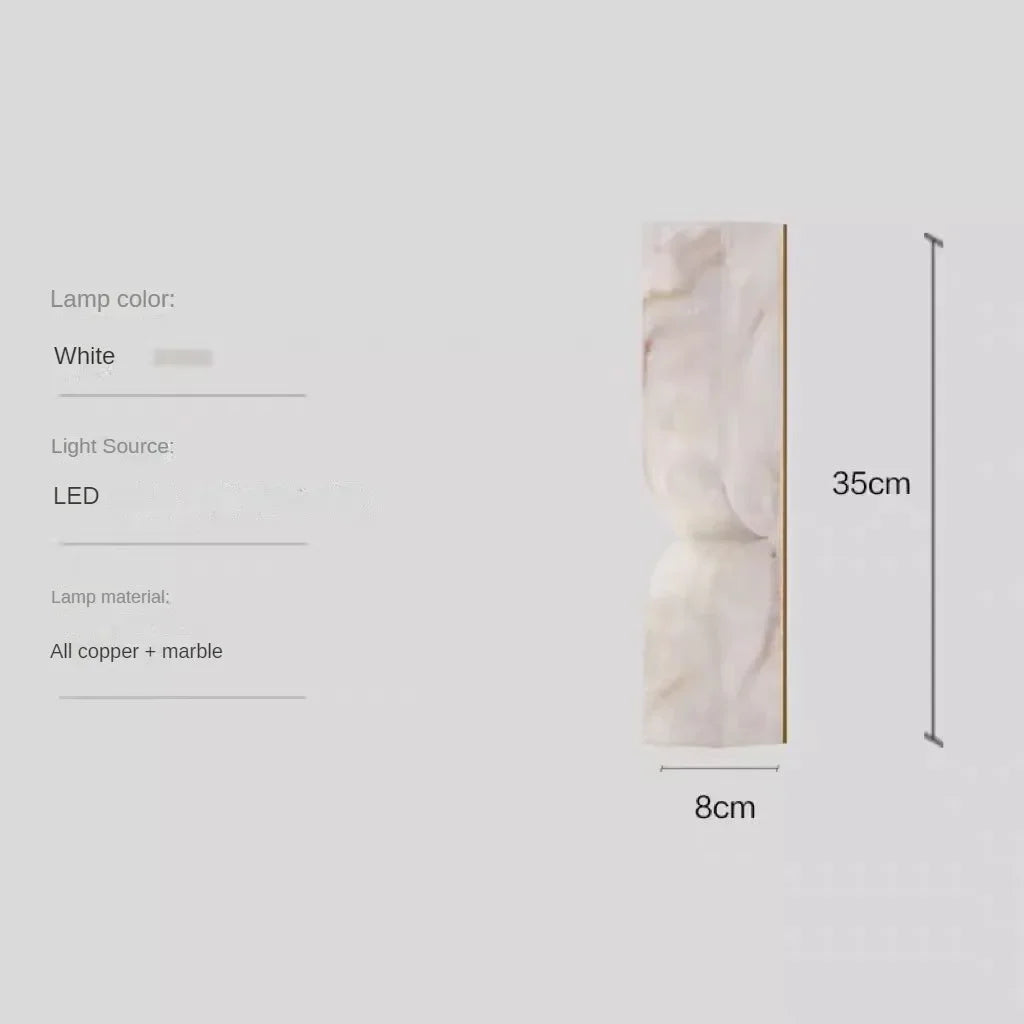 Modern Marble LED Wall Lamp – Warm Ambient Copper Sconce for Bedroom, Living Room, and Interior Décor Walls