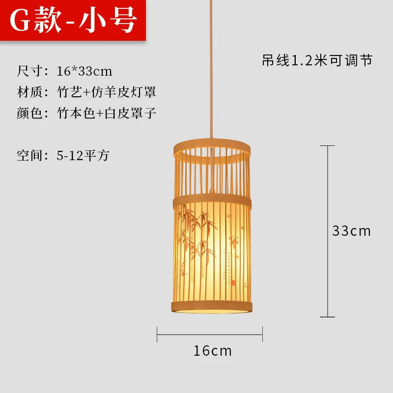 Chinese Style Bamboo Art Chandelier – Creative Zen Pendant Light for Teahouse, Restaurant & Japanese-Style Décor