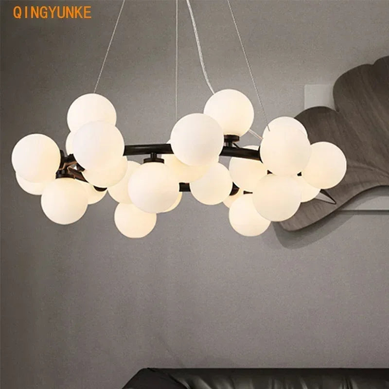 Glass Ball LED Chandelier for Living Room – Modern Nordic Ceiling Lamp & Kitchen Island Pendant Light