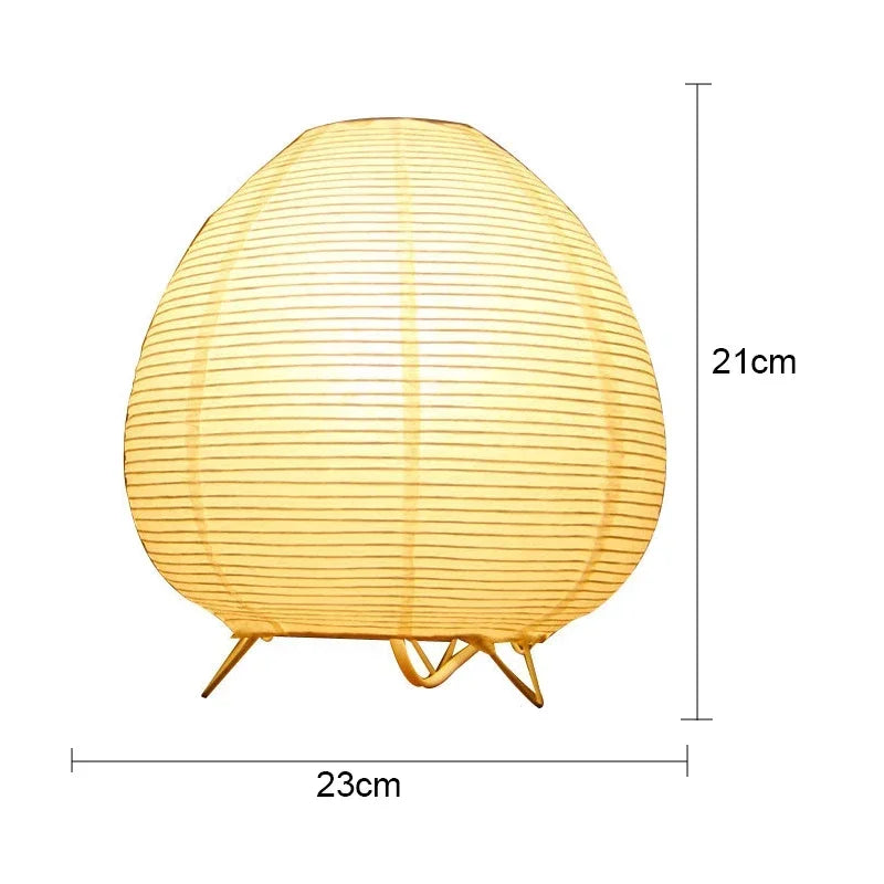 Japanese Lantern LED Table Lamp – Rice Paper Bedside Light for Bedroom, Living Room, and Study Décor