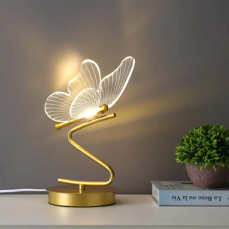 Nordic Butterfly Table Lamp – USB LED Bedside Light with Push Button Switch for Bedroom and Home Décor