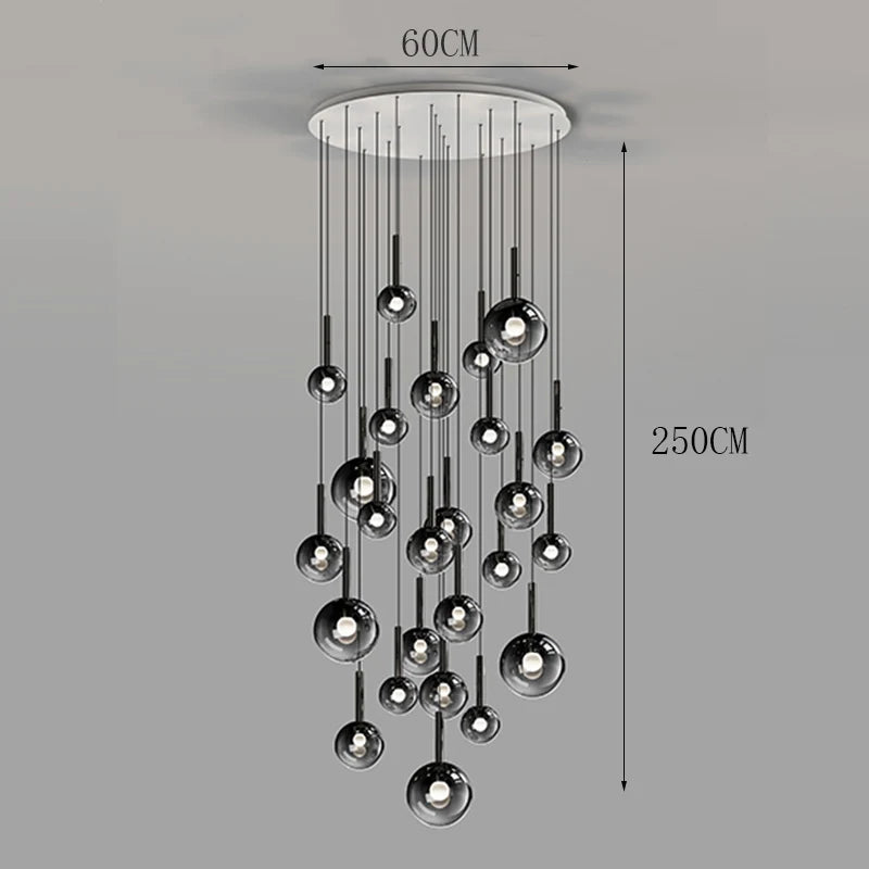 Modern Stair Chandelier – Multi-Head Pendant Lighting for Living Room, Stairwell & Indoor Decoration