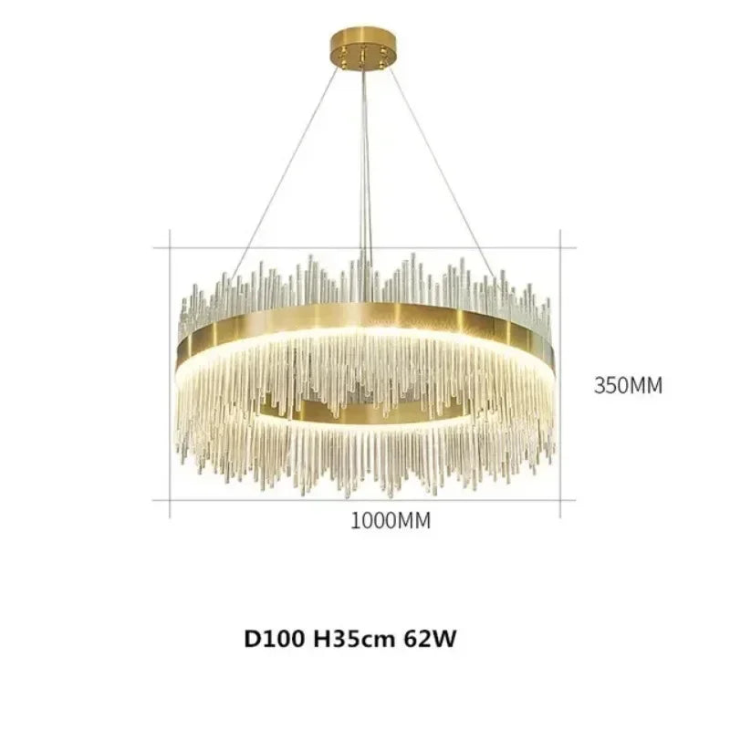 Light Luxury Post-Modern Crystal Chandelier – Round Atmosphere Pendant for Living Room, Bedroom & Dining Room