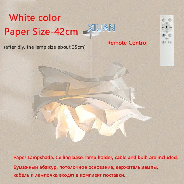 Minimalist Paper Chandelier Lighting – DIY White Pendant Lamp for Bedroom, Living Room & Home Interior (E27 LED)