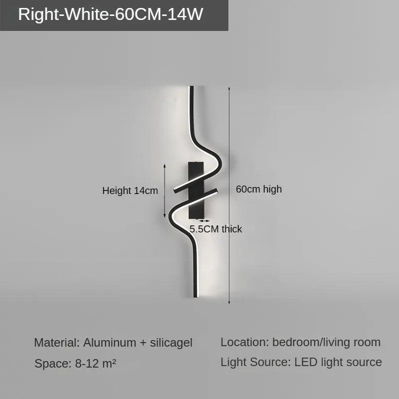 Modern Minimalist LED Strip Wall Light – Slim Aluminum Sconce for Bedroom, Living Room Lamp; TV Background Walls