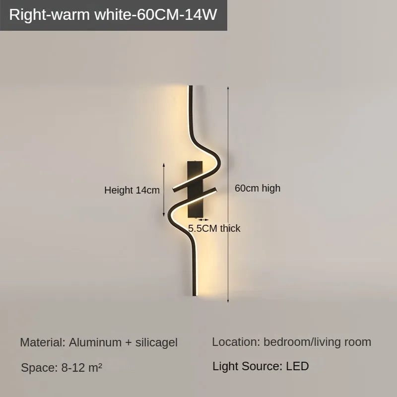 Modern Minimalist LED Strip Wall Light – Slim Aluminum Sconce for Bedroom, Living Room Lamp; TV Background Walls