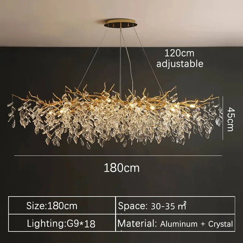 Luxury Gold Crystal LED Chandelier – Modern Ceiling Pendant Light for Living Room, Dining Room & Villa Interiors