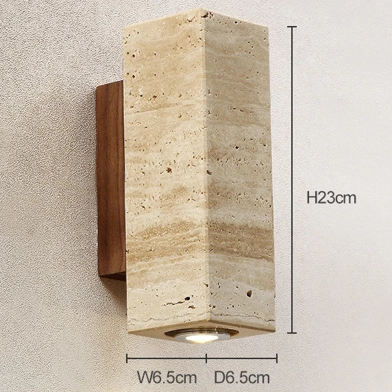 Modern Travertine Stone Wall Lamp – Natural Carved Sconce with E27 Lighting for Bedroom and Living Room