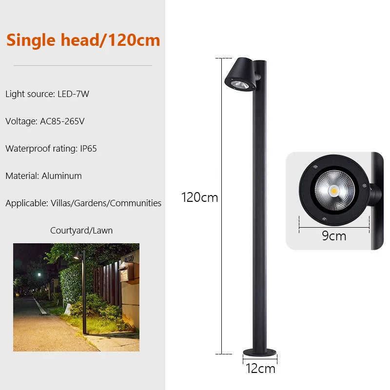 Multi-Head Rotating Garden Lawn Light – Die-Cast Aluminum Waterproof LED Spotlight for Pathways, Pillars, Parks & Landscape Decor