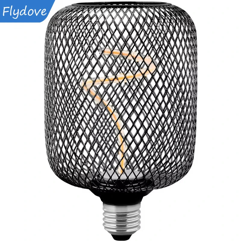 Creative Luxury Black Gold LED Light Bulb – Wrought Iron Mesh Cage Globe Lamp for Dining & Bar Decor