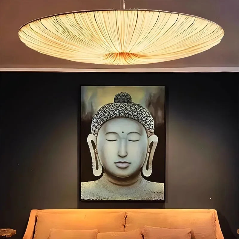 Japanese Wabi Sabi Cloth Pendant Light – Nordic Fabric Ceiling Lamp for Living Room, Bedroom, Bar, B&B & Home Decor